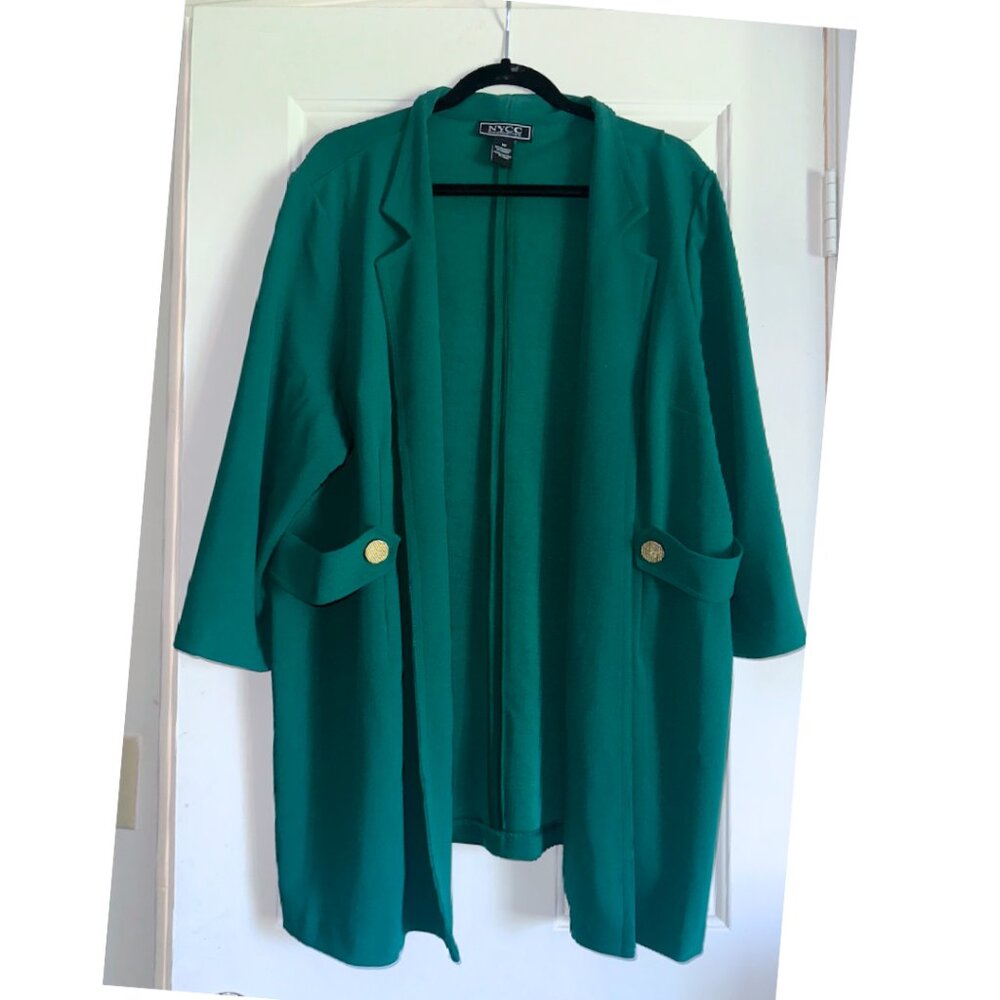 Chic Teal Blazer with Gold Button Details - Picture 2 of 11